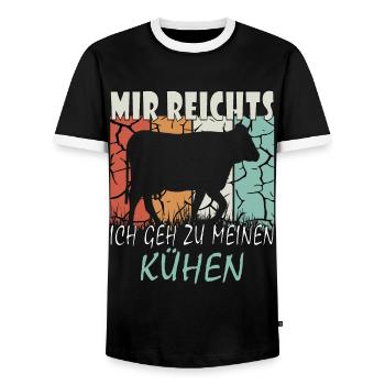 Kuh Landwirt Bauernhof Kinder Landwirtschaft Bauer - Männer Kontrast-T-Shirt - Schwarz/Weiß - Vorne - AI Model Female 172 light (172cm) & AI Model Male 178 light (178cm)