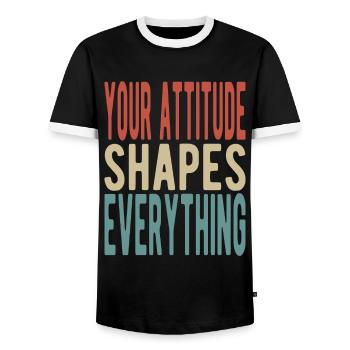 Your attitude shapes everything - Männer Kontrast-T-Shirt - Schwarz/Weiß - Vorne - AI Model Female 172 light (172cm) & AI Model Male 178 light (178cm)