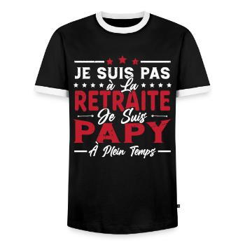 Je ne suis pas retraité je suis papy à plein temps - T-shirt contrasté Homme - noir/blanc - Devant - AI Model Female 172 light (172cm) & AI Model Male 178 light (178cm)