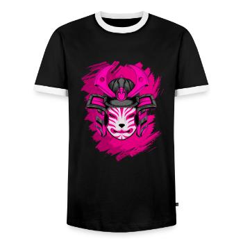 Kitsun Vaporwave Japanische Kami Vaporwave Kitsune - Männer Kontrast-T-Shirt - Schwarz/Weiß - Vorne - AI Model Female 172 light (172cm) & AI Model Male 178 light (178cm)