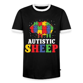 Autismus Autistic Sheep Autism Awareness - Männer Kontrast-T-Shirt - Schwarz/Weiß - Vorne - AI Model Female 172 light (172cm) & AI Model Male 178 light (178cm)