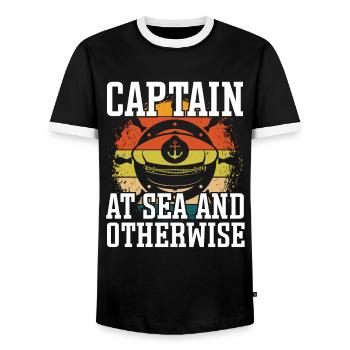 Capitaine Capitaine En Mer Et Autrement Bateau De Navire - T-shirt contrasté Homme - noir/blanc - Devant - AI Model Female 172 light (172cm) & AI Model Male 178 light (178cm)