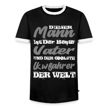 Lkwfahrer - Männer Kontrast-T-Shirt - Schwarz/Weiß - Vorne - AI Model Female 172 light (172cm) & AI Model Male 178 light (178cm)