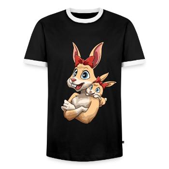 Hase Häsin mit Hasen Kind für Mutti - Männer Kontrast-T-Shirt - Schwarz/Weiß - Vorne - AI Model Female 172 light (172cm) & AI Model Male 178 light (178cm)