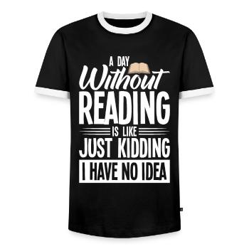 Rat de bibliothèque Livres Lire Livre Rat de bibliothèque - T-shirt contrasté Homme - noir/blanc - Devant - AI Model Female 172 light (172cm) & AI Model Male 178 light (178cm)