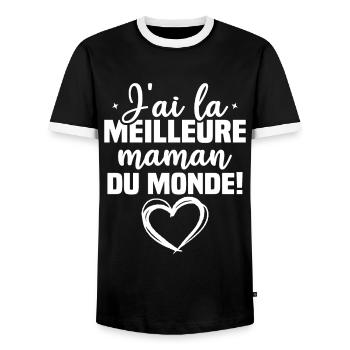 J ai la meilleure maman du monde - T-shirt contrasté Homme - noir/blanc - Devant - AI Model Female 172 light (172cm) & AI Model Male 178 light (178cm)