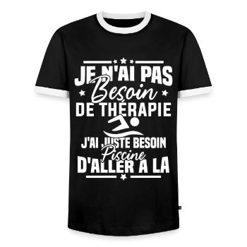 J'ai juste besoin d'aller à la piscine - T-shirt contrasté Homme - noir/blanc - Devant - AI Model Female 172 light (172cm) & AI Model Male 178 light (178cm)