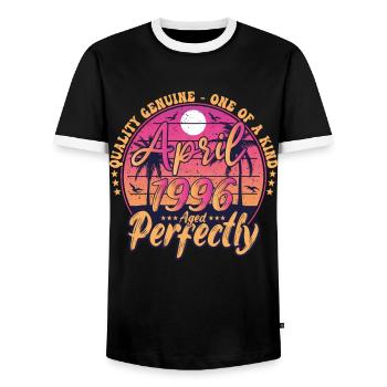 März 1996 Jubiläum 1996 Retro 1996 März - Männer Kontrast-T-Shirt - Schwarz/Weiß - Vorne - AI Model Female 172 light (172cm) & AI Model Male 178 light (178cm)