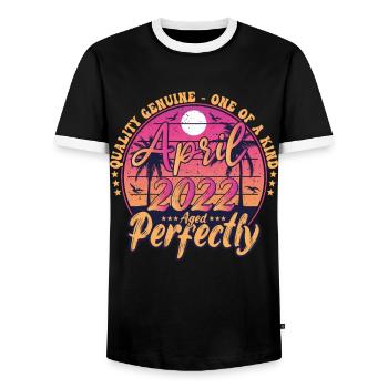 Mars 2022 anniversaire 2022 Retro 2022 Mars - T-shirt contrasté Homme - noir/blanc - Devant - AI Model Female 172 light (172cm) & AI Model Male 178 light (178cm)