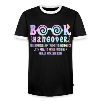 Livres Gueule de bois Amoureux des livres Rat de bibliothèque Lecteurs Fans - T-shirt contrasté Homme - noir/blanc - Devant - AI Model Female 172 light (172cm) & AI Model Male 178 light (178cm)