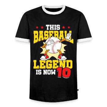 Cette légende du baseball a maintenant 10 Sports Kid - T-shirt contrasté Homme - noir/blanc - Devant - AI Model Female 172 light (172cm) & AI Model Male 178 light (178cm)