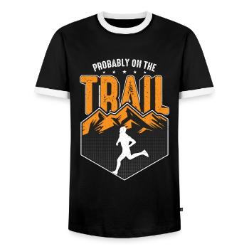 Trail Running Probablement sur The Trail Ultra Running - T-shirt contrasté Homme - noir/blanc - Devant - AI Model Female 172 light (172cm) & AI Model Male 178 light (178cm)