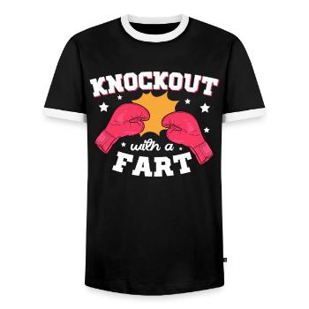 Knockout Mit Einem Furz Combat Sports Boxer - Männer Kontrast-T-Shirt - Schwarz/Weiß - Vorne - AI Model Female 172 light (172cm) & AI Model Male 178 light (178cm)