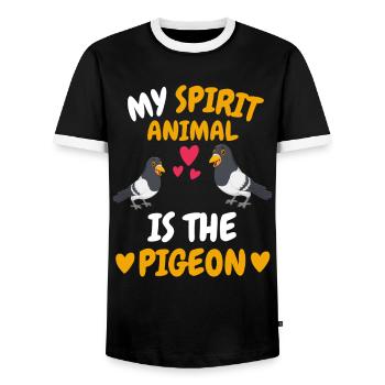 Mon animal spirituel pigeon cadeau d’élevage de pigeons - T-shirt contrasté Homme - noir/blanc - Devant - AI Model Female 172 light (172cm) & AI Model Male 178 light (178cm)