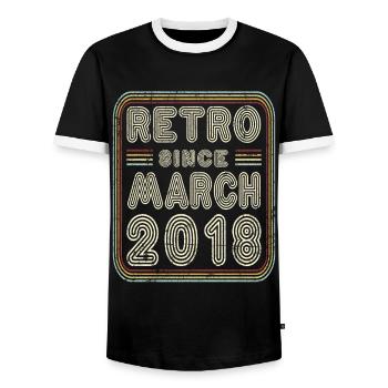 Birthday March 2018 Retro Gift - Men's Ringer Shirt - black/white - Front - AI Model Female 172 light (172cm) & AI Model Male 178 light (178cm)