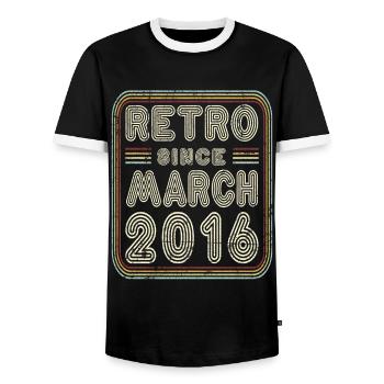Anniversaire Mars 2016 Cadeau rétro - T-shirt contrasté Homme - noir/blanc - Devant - AI Model Female 172 light (172cm) & AI Model Male 178 light (178cm)