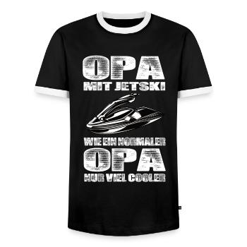 Opa Mit Jetski Wie Ein Normaler Opa Nur Cooler - Männer Kontrast-T-Shirt - Schwarz/Weiß - Vorne - AI Model Female 172 light (172cm) & AI Model Male 178 light (178cm)