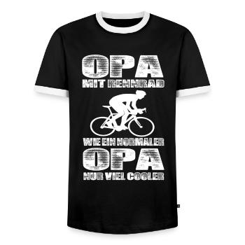 Opa Mit Rennrad Wie Ein Normaler Opa Nur Cooler - Männer Kontrast-T-Shirt - Schwarz/Weiß - Vorne - AI Model Female 172 light (172cm) & AI Model Male 178 light (178cm)