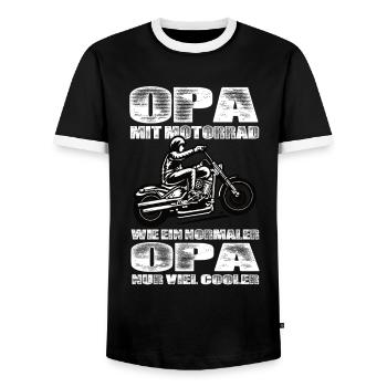 Opa Mit Motorrad Wie Ein Normaler Opa Nur Cooler - Männer Kontrast-T-Shirt - Schwarz/Weiß - Vorne - AI Model Female 172 light (172cm) & AI Model Male 178 light (178cm)