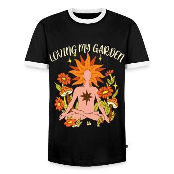 Love Garden Gardener Allotment Garden Hobby Flower - Men's Ringer Shirt - black/white - Front - AI Model Female 172 light (172cm) & AI Model Male 178 light (178cm)