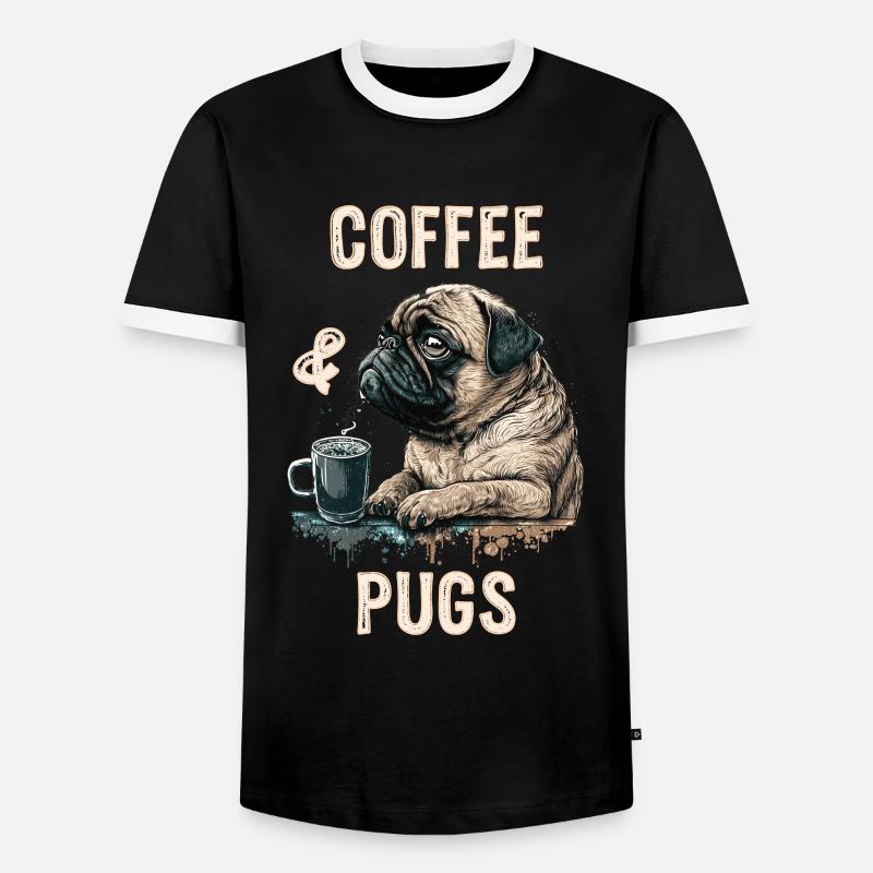 Coffee & Pugs - Men's Ringer Shirt - black/white