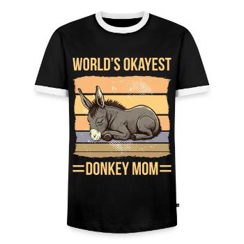 World Okayest Donkey Mom - T-shirt contrasté Homme - noir/blanc - Devant - AI Model Female 172 light (172cm) & AI Model Male 178 light (178cm)
