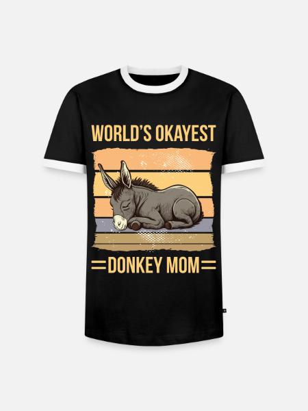 World Okayest Donkey Mom - Men's Ringer Shirt - black/white