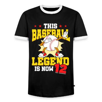 Cette légende du baseball a maintenant 12 Sports Kid - T-shirt contrasté Homme - noir/blanc - Devant - AI Model Female 172 light (172cm) & AI Model Male 178 light (178cm)