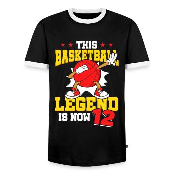 Diese Basketball-legende Ist Jetzt 12 Sports Kid - Männer Kontrast-T-Shirt - Schwarz/Weiß - Vorne - AI Model Female 172 light (172cm) & AI Model Male 178 light (178cm)