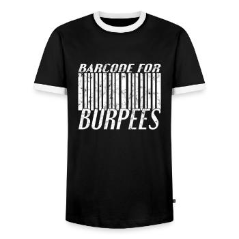 Code à barres Burpee - T-shirt contrasté Homme - noir/blanc - Devant - AI Model Female 172 light (172cm) & AI Model Male 178 light (178cm)