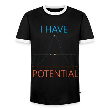 Majeure en physique J’ai du potentiel - T-shirt contrasté Homme - noir/blanc - Devant - AI Model Female 172 light (172cm) & AI Model Male 178 light (178cm)