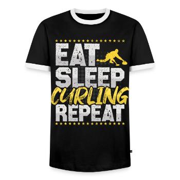 Curling Eat Sleep Repeat Eis Sport Hobby Curling - Männer Kontrast-T-Shirt - Schwarz/Weiß - Vorne - AI Model Female 172 light (172cm) & AI Model Male 178 light (178cm)
