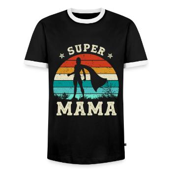 Super Mama Beste Mama Der Welt Muttertag - Männer Kontrast-T-Shirt - Schwarz/Weiß - Vorne - AI Model Female 172 light (172cm) & AI Model Male 178 light (178cm)