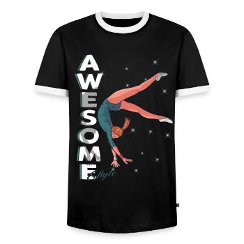 Great Style - Women's Gymnastic Dance - Men's Ringer Shirt - black/white - Front - AI Model Female 172 light (172cm) & AI Model Male 178 light (178cm)