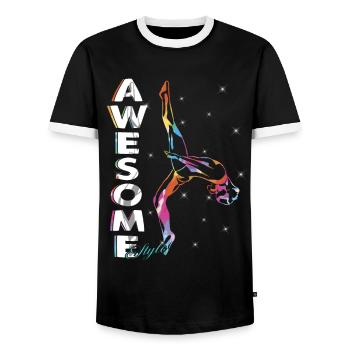 Great Style - Women's Gymnastic Dance - Men's Ringer Shirt - black/white - Front - AI Model Female 172 light (172cm) & AI Model Male 178 light (178cm)