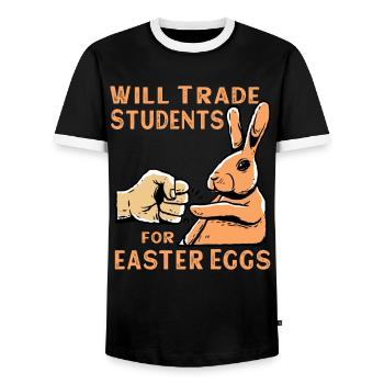 Will Trade Students For Easter Eggs - Männer Kontrast-T-Shirt - Schwarz/Weiß - Vorne - AI Model Female 172 light (172cm) & AI Model Male 178 light (178cm)