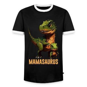 Mamasaurus Muttertag Mama Dinosaurier - Männer Kontrast-T-Shirt - Schwarz/Weiß - Vorne - AI Model Female 172 light (172cm) & AI Model Male 178 light (178cm)
