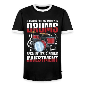 My Money In Drums It's A Sound Investment - Männer Kontrast-T-Shirt - Schwarz/Weiß - Vorne - AI Model Female 172 light (172cm) & AI Model Male 178 light (178cm)