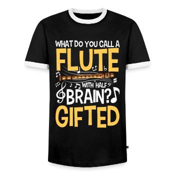 Flute With Brain - Gifted - Männer Kontrast-T-Shirt - Schwarz/Weiß - Vorne - AI Model Female 172 light (172cm) & AI Model Male 178 light (178cm)