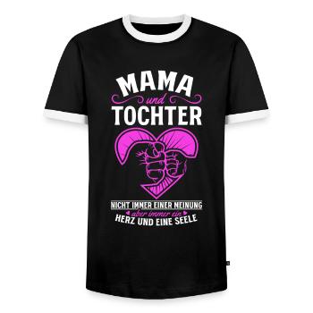 tolles Muttertag Spruch - ein Herz und eine Seele. - Männer Kontrast-T-Shirt - Schwarz/Weiß - Vorne - AI Model Female 172 light (172cm) & AI Model Male 178 light (178cm)