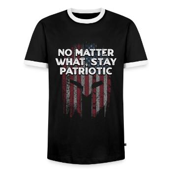 No Matter What Patriotic American Patriotism USA - Men's Ringer Shirt - black/white - Front - AI Model Female 172 light (172cm) & AI Model Male 178 light (178cm)