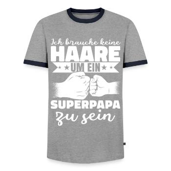 Ich Brauche Keine Haare | Papa Vatertag Spruch - Männer Kontrast-T-Shirt - Grau/Navy  - Vorne - AI Model Female 172 light (172cm) & AI Model Male 178 light (178cm)