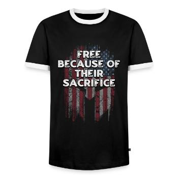 Frei wegen ihres Opfers stolze Patrioten - Männer Kontrast-T-Shirt - Schwarz/Weiß - Vorne - AI Model Female 172 light (172cm) & AI Model Male 178 light (178cm)