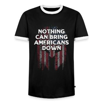 Rien ne peut faire tomber les Américains patriotiques des États-Unis - T-shirt contrasté Homme - noir/blanc - Devant - AI Model Female 172 light (172cm) & AI Model Male 178 light (178cm)