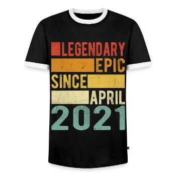 Anniversaire avril 2021 Épopée légendaire - T-shirt contrasté Homme - noir/blanc - Devant - AI Model Female 172 light (172cm) & AI Model Male 178 light (178cm)