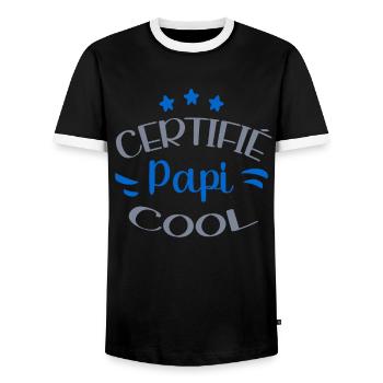 Certifié Papi Cool Cadeau Fête Des Grands-Pères - T-shirt contrasté Homme - noir/blanc - Devant - AI Model Female 172 light (172cm) & AI Model Male 178 light (178cm)