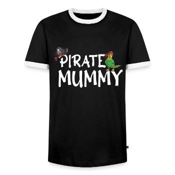 Pirate Mommy Women Girl Pirate Costume Movie Night - Men's Ringer Shirt - black/white - Front - AI Model Female 172 light (172cm) & AI Model Male 178 light (178cm)
