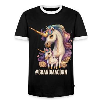 Omacorn Muttertag Einhörner Großmutter Unicorn - Männer Kontrast-T-Shirt - Schwarz/Weiß - Vorne - AI Model Female 172 light (172cm) & AI Model Male 178 light (178cm)