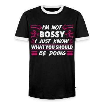 Je ne suis pas autoritaire Mama Chef Superviseur Maman Maman - T-shirt contrasté Homme - noir/blanc - Devant - AI Model Female 172 light (172cm) & AI Model Male 178 light (178cm)