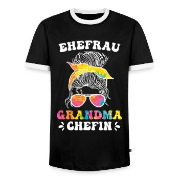 Oma Chefin Großmutter Muttertag Granny Ehefrau - Männer Kontrast-T-Shirt - Schwarz/Weiß - Vorne - AI Model Female 172 light (172cm) & AI Model Male 178 light (178cm)